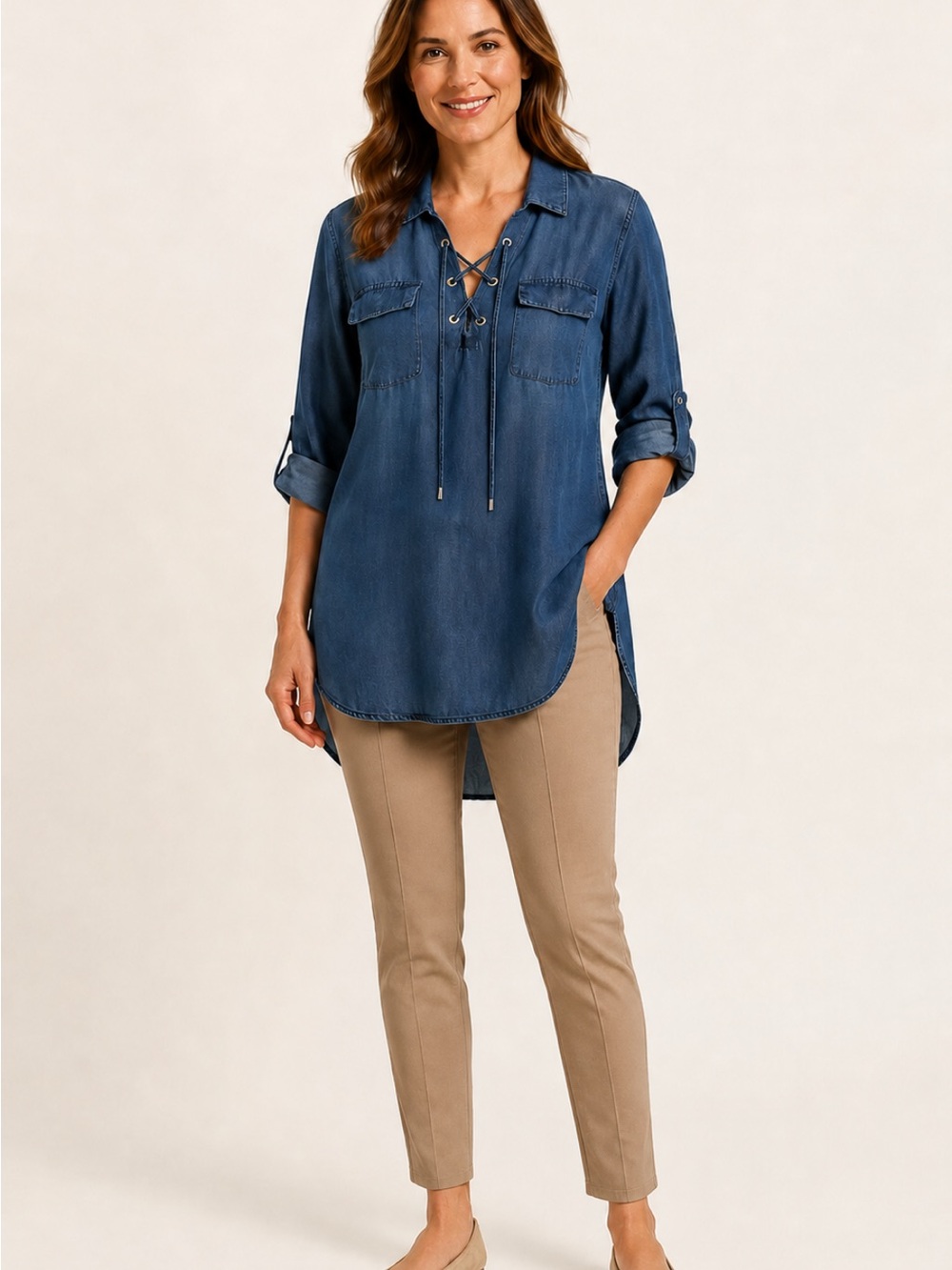 Calvin Klein Indigo Lace-Up Tunic